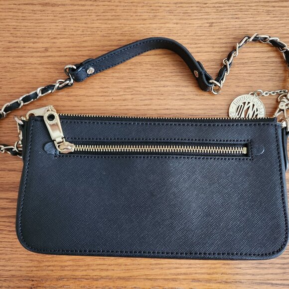 DONNA KARAN NEW YORK SMALL BLACK LEATHER EVENING BAG - Picture 2 of 11